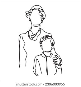 continuous line one line mothers day mother and child side by side love warmth family hand drawn illustration vector
