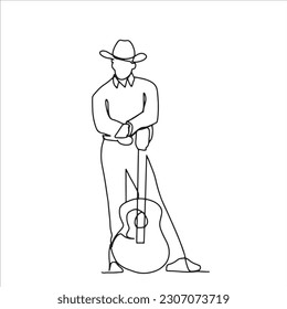 continuous line one line musician play sport international music performing show vector illustration hand drawn