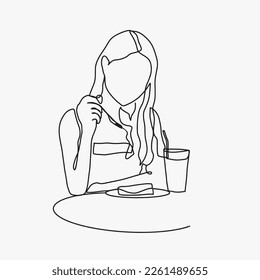 línea continua, una línea
ilustración de fiesta, comedor y bebida, vector simple dibujado a mano