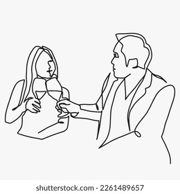 continuous line, one line
party, dining and drink illustration hand drawn simple vector