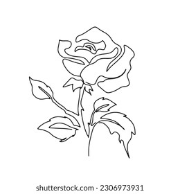 continuous line one line rose flower nature valentine hand drawn illustration vector