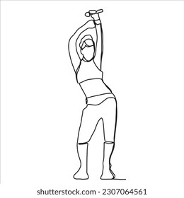 continuous line one line singer dancer performing vector illustration hand drawn