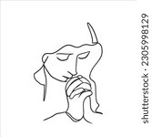 Continuous line, one-line, Mother Mary prayer, Christianity, Biblical scripture