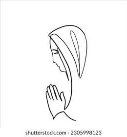 Continuous line  one  line  Mother Mary prayer  Christianity  Biblical scripture