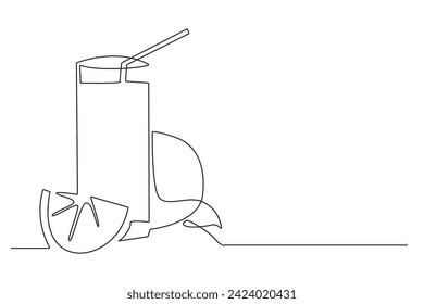continuous line of orange juice.single simple line of orange juice.line art of orange juice isolated on white background