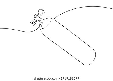 A continuous line of oxygen tanks for divers. Single line draw design vector graphic illustration.
