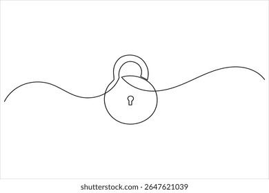 Ilustración de candado de línea continua Vector de contorno de bloqueo seguro simple aislado sobre fondo blanco