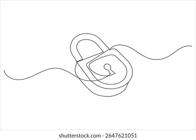 Continuous line padlock illustration simple secure lock outline vector isolated on white background