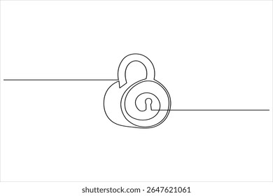 Continuous line padlock illustration simple secure lock outline vector isolated on white background