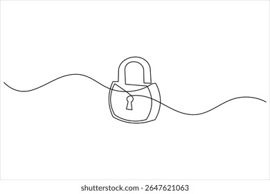 Continuous line padlock illustration simple secure lock outline vector isolated on white background