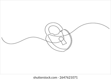 Continuous line padlock illustration simple secure lock outline vector isolated on white background