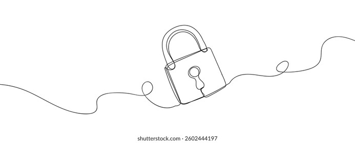 continuous line, padlock with transparent background.