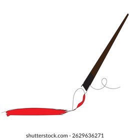 Línea continua. Iconos de pintura pincel signo y símbolo. Vector de icono de rodillo de pintura