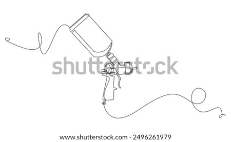 continuous line of paint spray tool.one line drawing of paint spray vector.one line paint repair concept.single line vector illustration