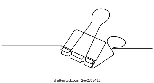 continuous line of paper binder clips drawing. minimal lines. single line vector illustration. isolated white background, Paper Clip and Binder Clip Line icon, Sketch. Editable stroke.