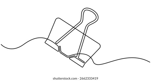 linha contínua de desenho de clipes de encadernação de papel. linhas mínimas. ilustração de vetor de linha única. fundo branco isolado, Clipe de papel e ícone Linha de clipe de encadernação, Esboço. Traçado editável.