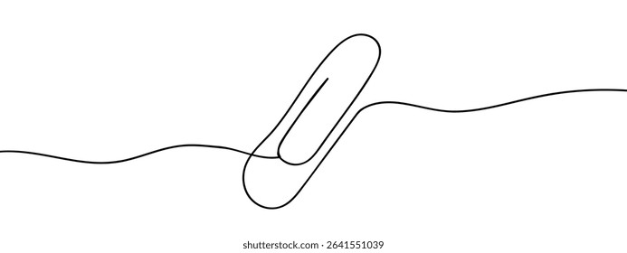Continuous line paper clip Hand drawn vector art lines on transparent background.