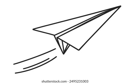 Continuous line paper plane, airplane vector art background. Abstract doodle email, mail plane, travel dream concept air. Business trip Vector abstract illustration flying ship in sky.