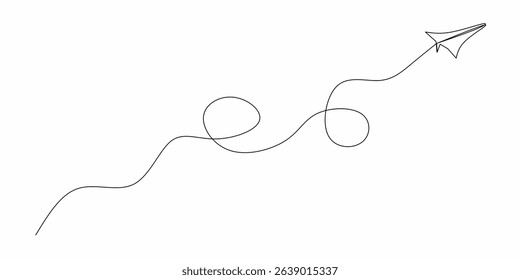 Continuous line paper plane airplane vector illustration.
