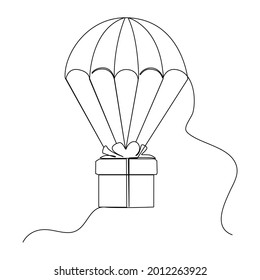 continuous line parachute box on a special day
