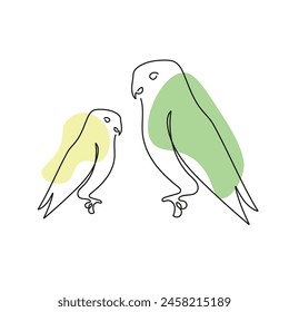 Continuous line parakeet bird white one line drawing. Vector illustration Eps 10