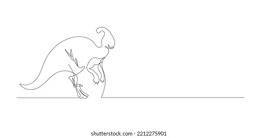 continuous line Parasaurolophus. line drawing of dinosaurs of the prehistoric type Parasaurolophus. large animals of ancient times