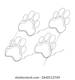  continuous line Paw icon vector illustration. dog paw print sign and symbol 