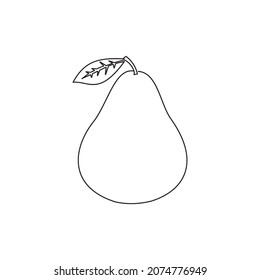 continuous line of pear fruit, pears isolated on a white background
