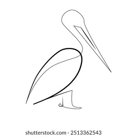 linha contínua pelican bird.one desenho de linha de pelican.single linha vetor ilustração.fundo branco isolado