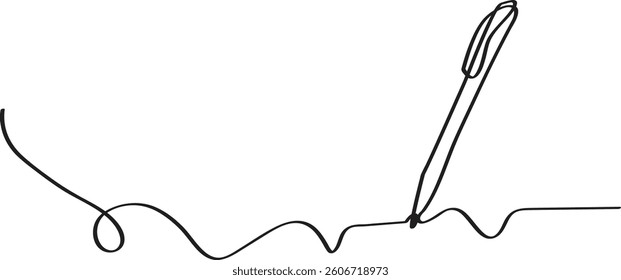 Continuous Line Pen Stroke Vector Illustration	