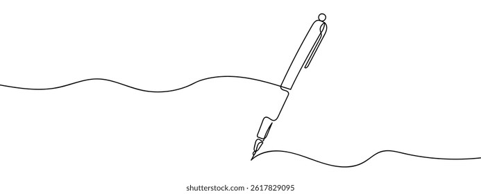 Continuous line, pen writing Simple lines, transparent background.