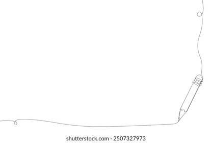 Lápiz de línea continua, fondo de Arte vectorial de lápiz. Abstractas ilustración dibujada a mano. Diseño de contorno mínimo.