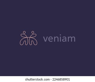 Logo de personas de línea continua. Símbolo de cooperación de asociación. Concepto de icono de soporte de trabajo en equipo familiar. Ilustración vectorial.