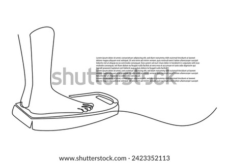 continuous line of people weighing themselves.one vector line drawing of people weighing themselves.