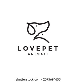 línea continua mascotas diseño del logotipo del perro y del pájaro símbolo gráfico vectorial icono ilustración creativa idea