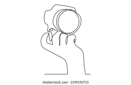 continuous line of photographer taking pictures