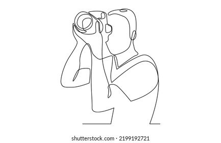 continuous line of photographer taking pictures
