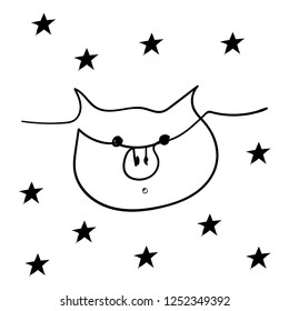 continuous line pig happy new year 2019 pink black and white pig drawing hand writing so cute
