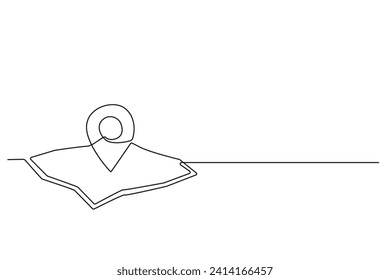 continuous line pin and map.single line vector gps sign.one line abstract map pin