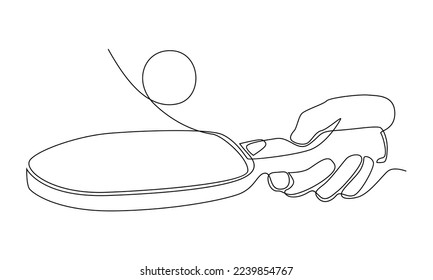 Continuous line of ping pong rackets and ball