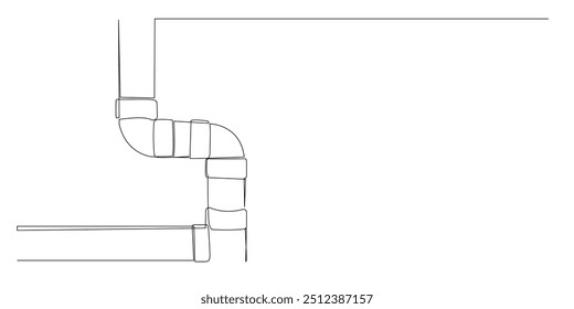 continuous line of pipe connections. one line drawing of a water pipe connection. minimalist single line vector illustration. isolated on white background