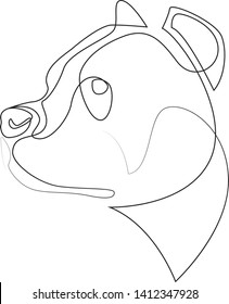 Continuous line Pit Bull. Single line minimal style Pitbull dog vector illustration. Portrait