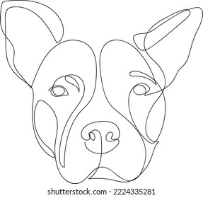 Continuous line Pit Bull. Single line minimal style Pitbull dog vector illustration. Portrait. svg