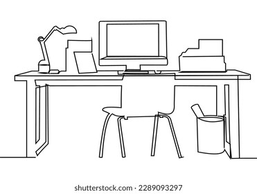 continuous line place study room office