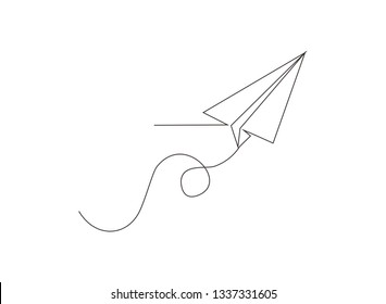 continuous line of plane paper vector