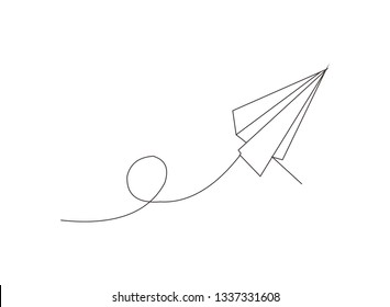 continuous line of plane paper vector