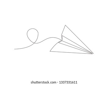 continuous line of plane paper vector