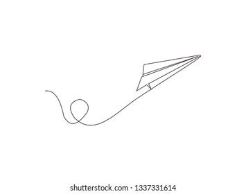 continuous line of plane paper vector