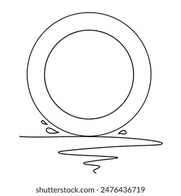 Línea continua de herramienta de placa para alimentos. Ilustración vectorial de Doodle