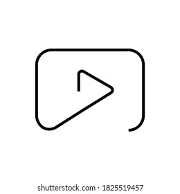 Continuous line play button youtube vector illustration, social network video